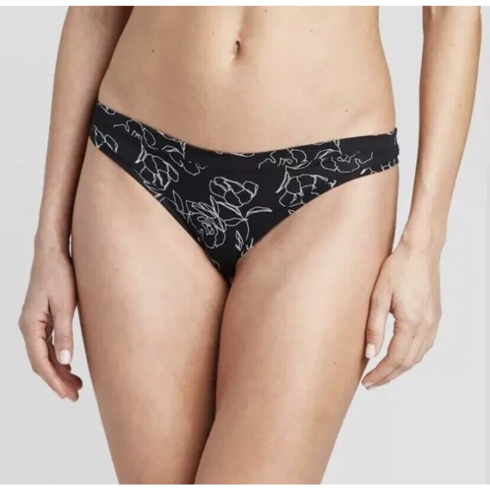 3x NEW Auden Women's Thong Low rise Full Waistband Elastic Opaque Flora Size S